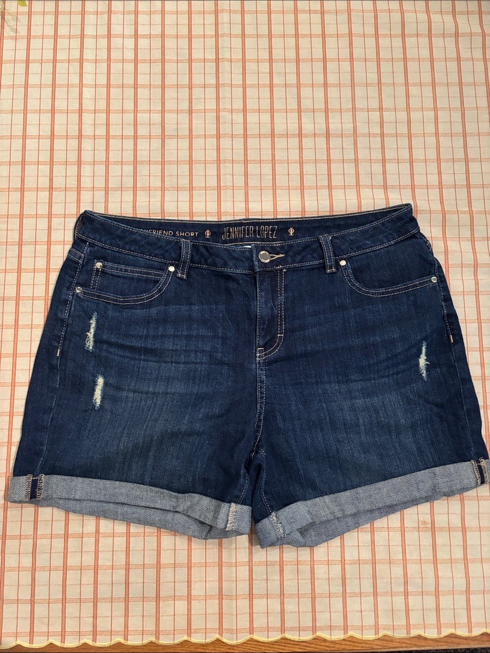 Jennifer Lopez Indigo Rolled Cuff Denim Shorts
